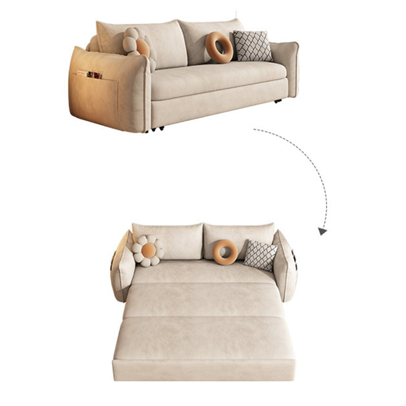 Scandinavian Futon Sleeper Sofa Bed White Convertible Sofa for Living Room