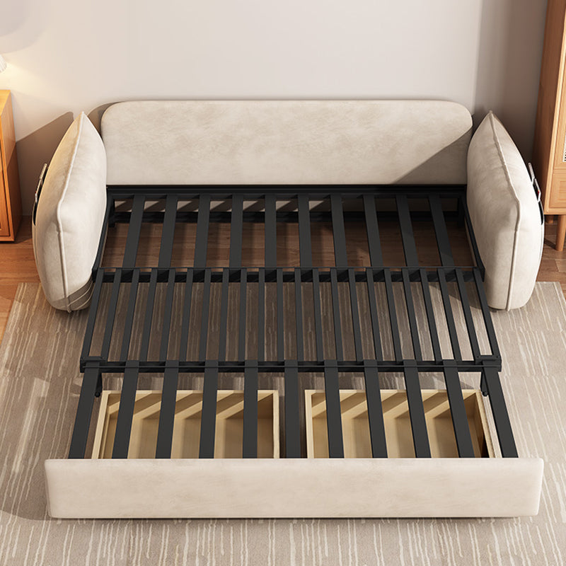 Scandinavian Futon Sleeper Sofa Bed White Convertible Sofa for Living Room