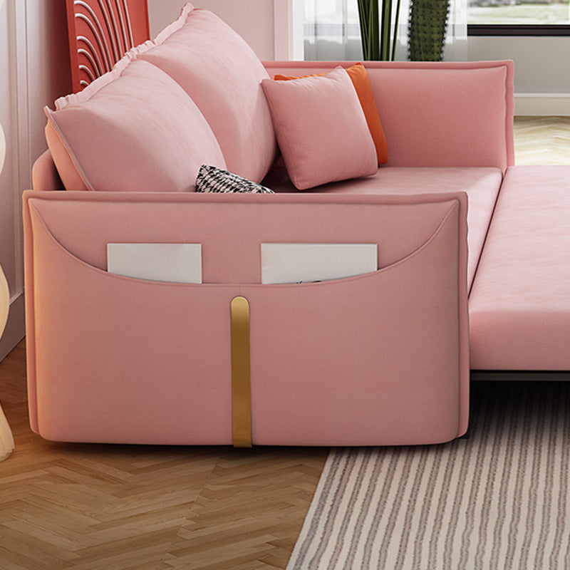 Glam Futon Sleeper Sofa Bed Living Room Convertible Sofas in Pink
