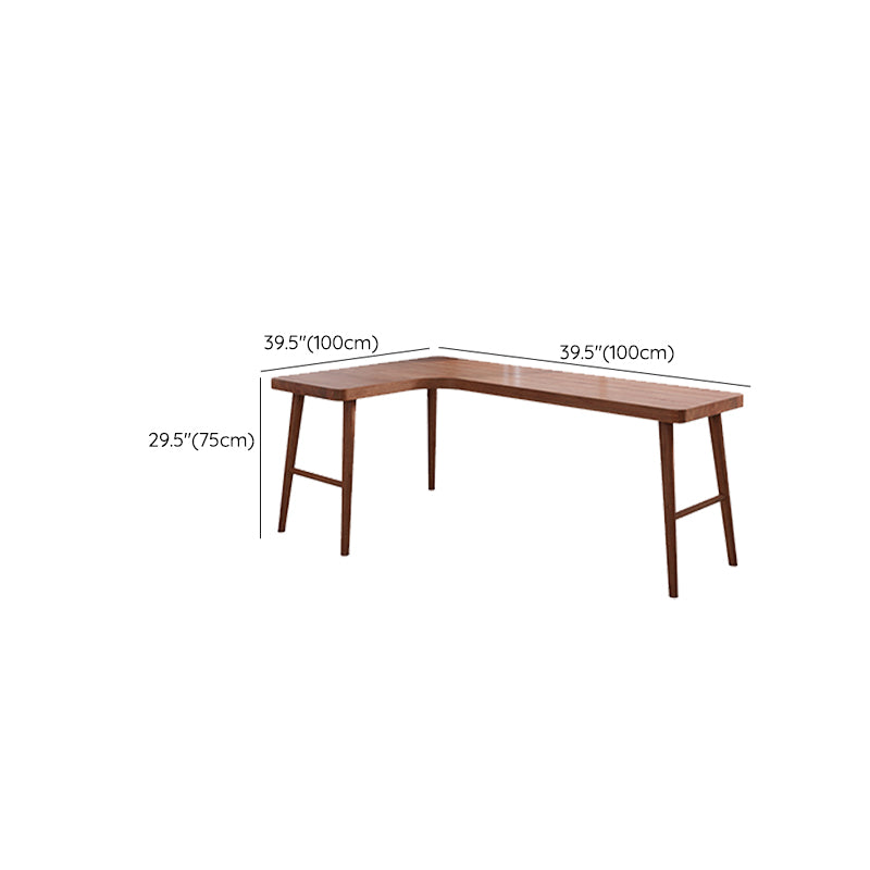 Modern Solid Wood Office Desk L-Shape Task Desks with 5-Legs for Home