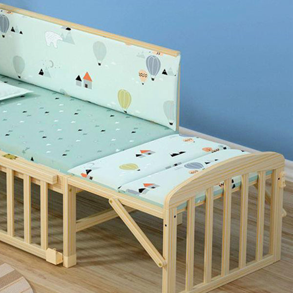 Wood Scandinavian Baby Crib with Guardrail Nursery Crib with Wheels