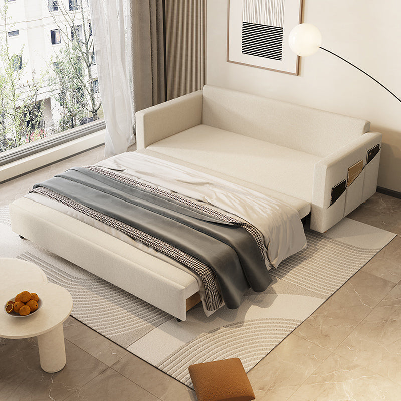 31" Wide Scandinavian Sleeper Sofa Futon Beige Foldable Sleeper Sofa