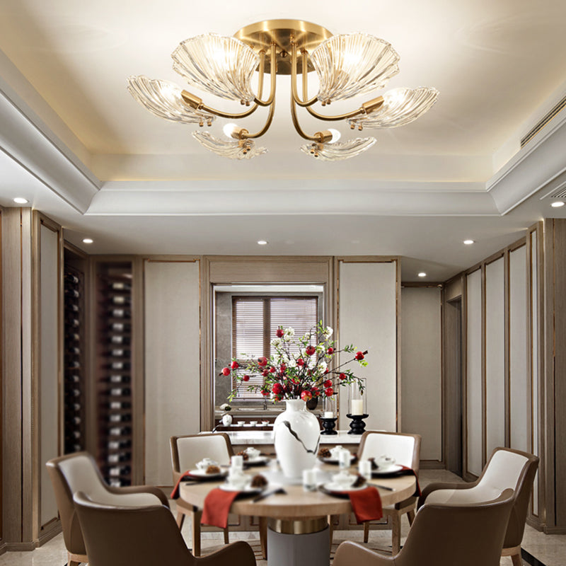 Nordic Style Ceiling Light Shell Shape Ceiling Lamp with Glass Shade for Bedroom