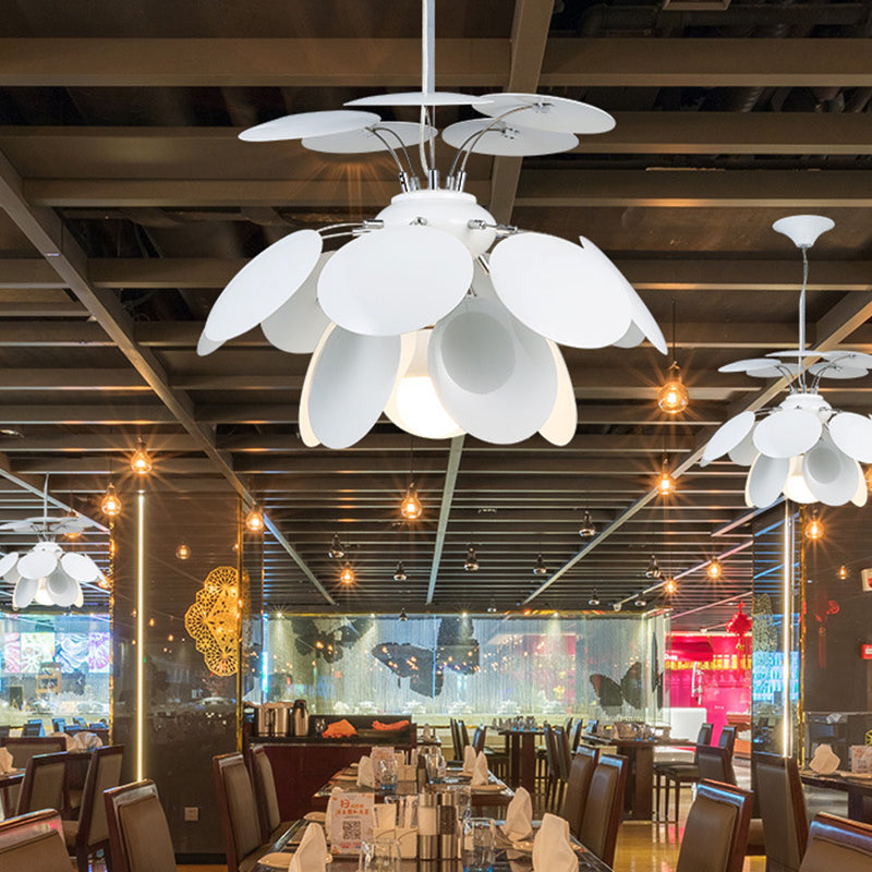 Modernisme Pincone suspension d'éclairage métallique 1-tampon 19,5 "/23,5" de large pendentif de restaurant en blanc
