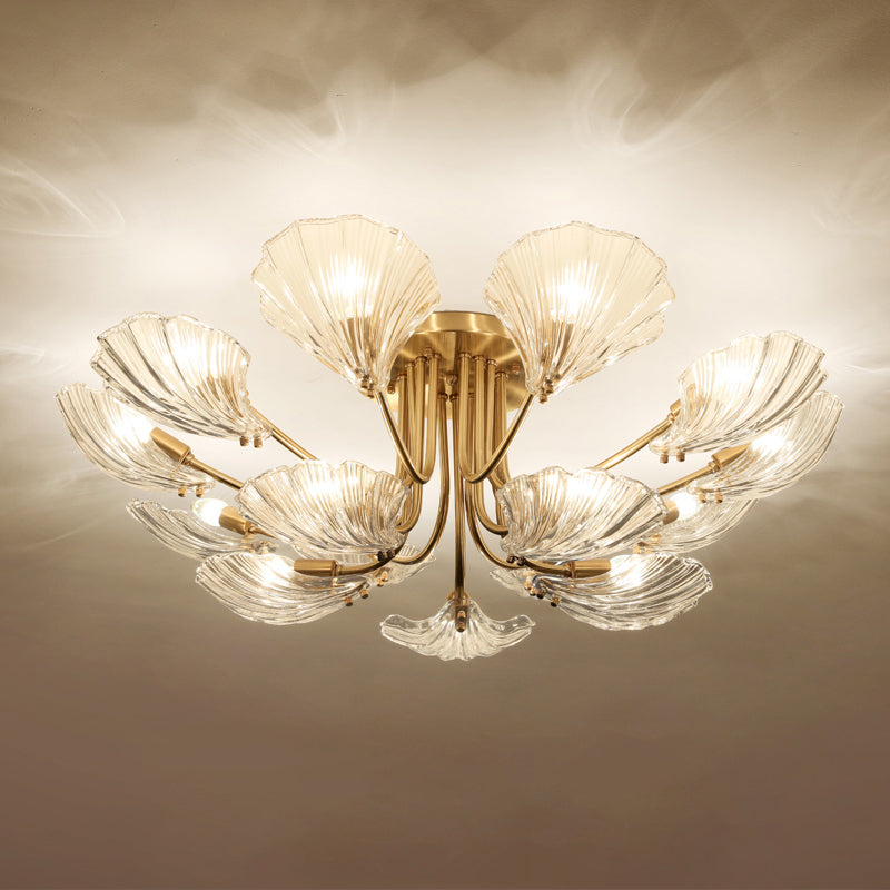 Nordic Style Ceiling Light Shell Shape Ceiling Lamp with Glass Shade for Bedroom
