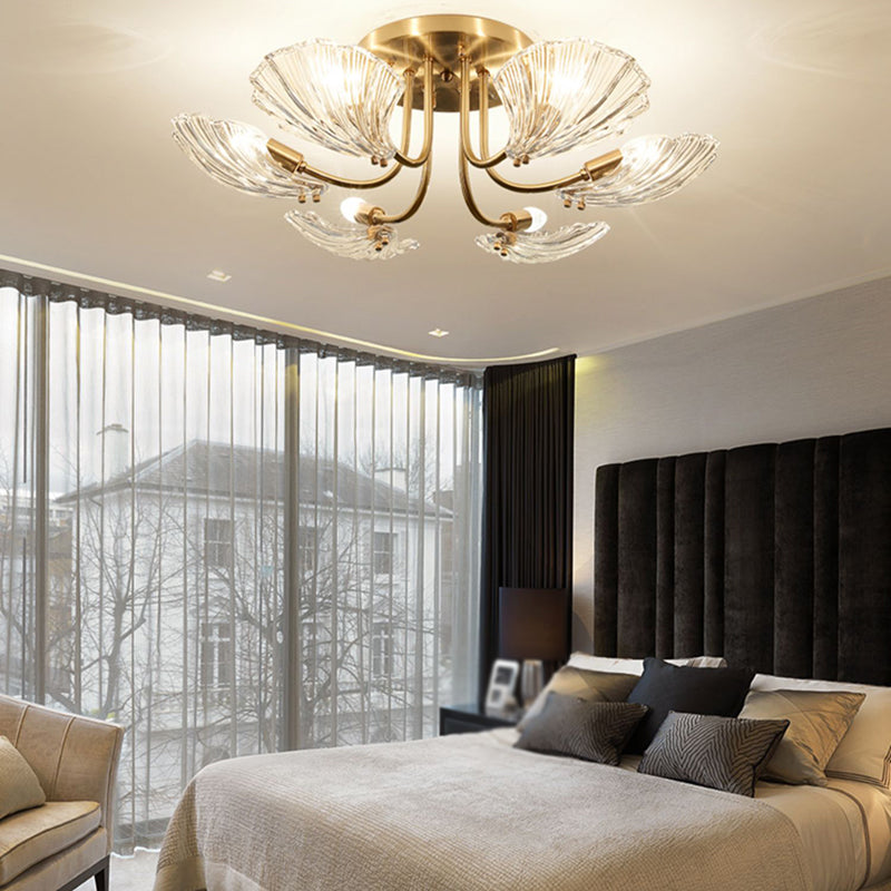 Nordic Style Ceiling Light Shell Shape Ceiling Lamp with Glass Shade for Bedroom