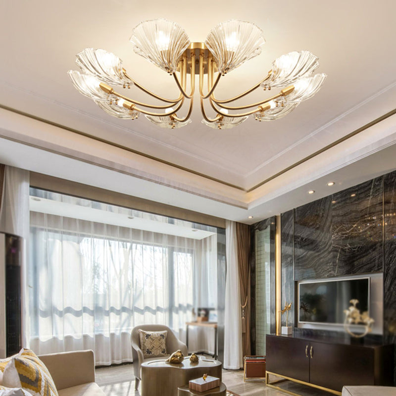 Nordic Style Ceiling Light Shell Shape Ceiling Lamp with Glass Shade for Bedroom