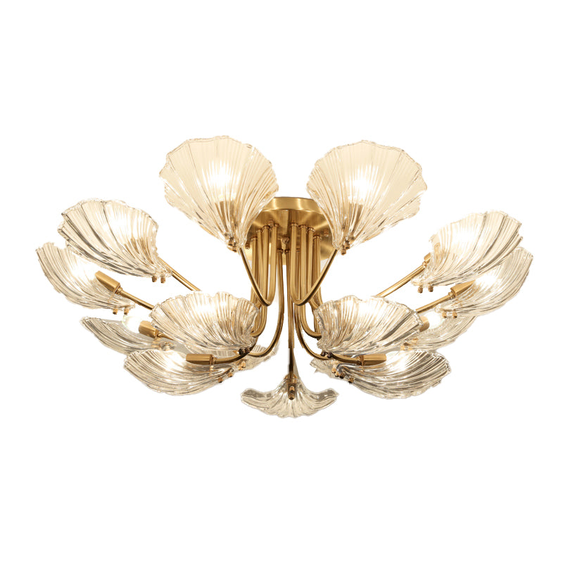 Nordic Style Ceiling Light Shell Shape Ceiling Lamp with Glass Shade for Bedroom