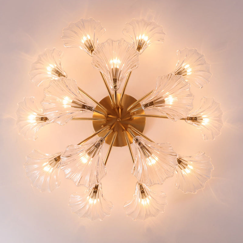 Nordic Style Ceiling Light Shell Shape Ceiling Lamp with Glass Shade for Bedroom