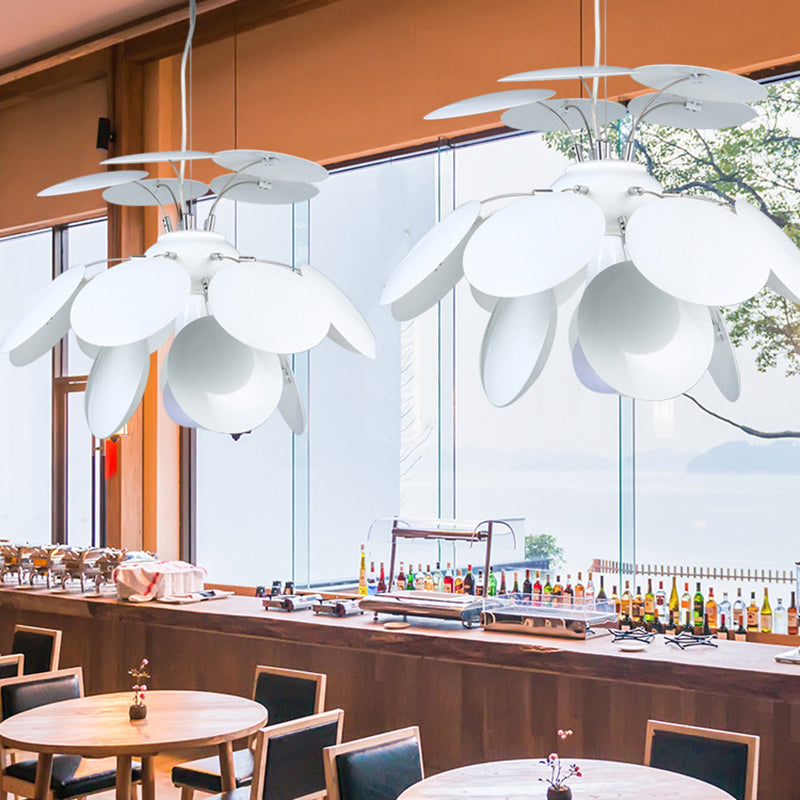 Modernism Pinecone Hanging Lighting Metallic 1-Head 19.5"/23.5" Wide Restaurant Pendant Lamp in White