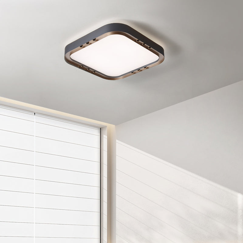 Modernism Flush Mount Metal LED Ceiling Light Fixture in Black for Living Room