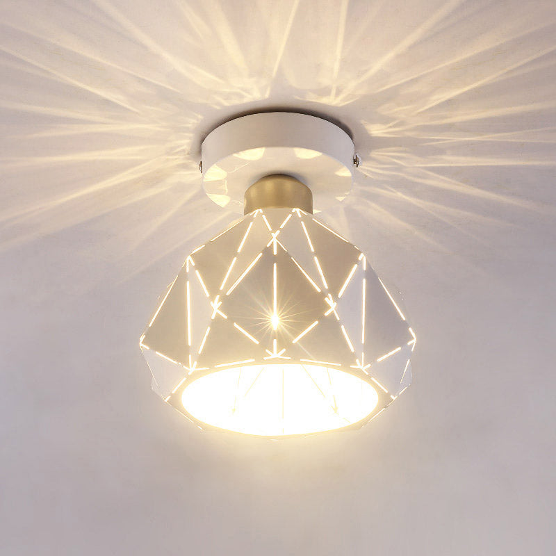 Diamond Iron Semi Flush Leuchte zeitgenössische 1 helle weiße Oberflächen -Deckenlampe für Korridor