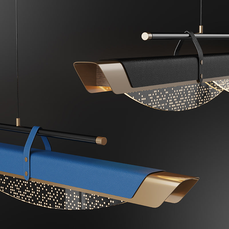 Leather LED Island Light Fixture Ultra-Modern Hanging Light for Dining Room