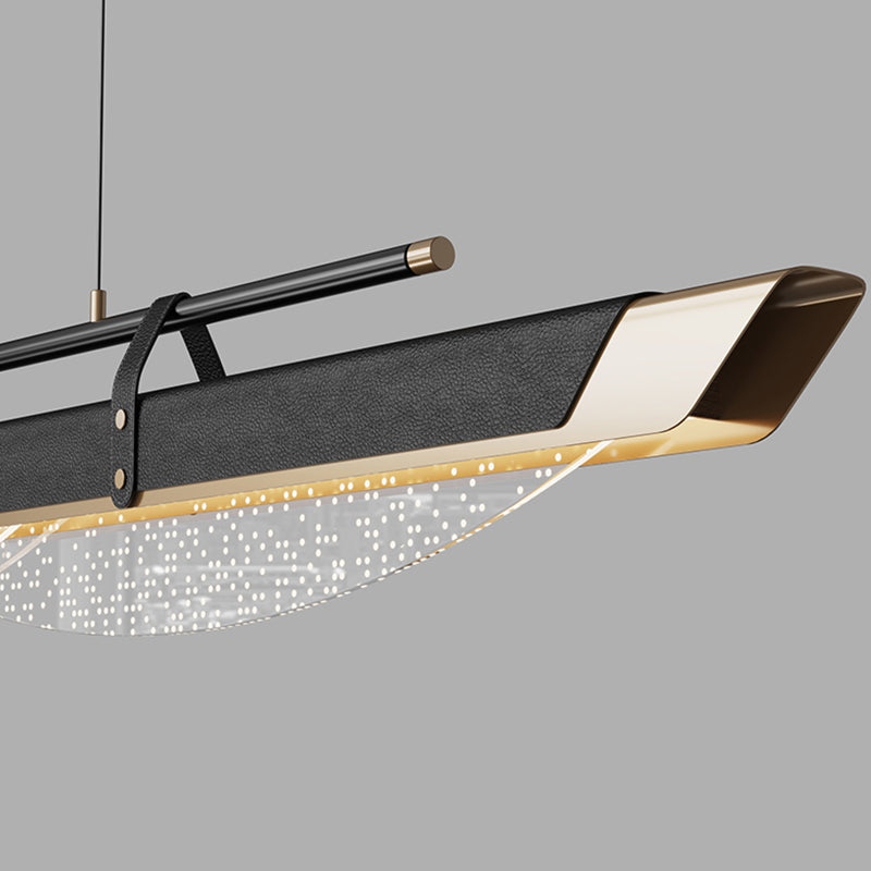 Leather LED Island Light Fixture Ultra-Modern Hanging Light for Dining Room