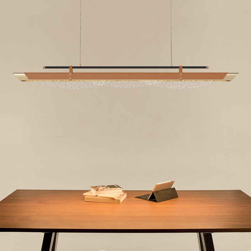 Leather LED Island Light Fixture Ultra-Modern Hanging Light for Dining Room