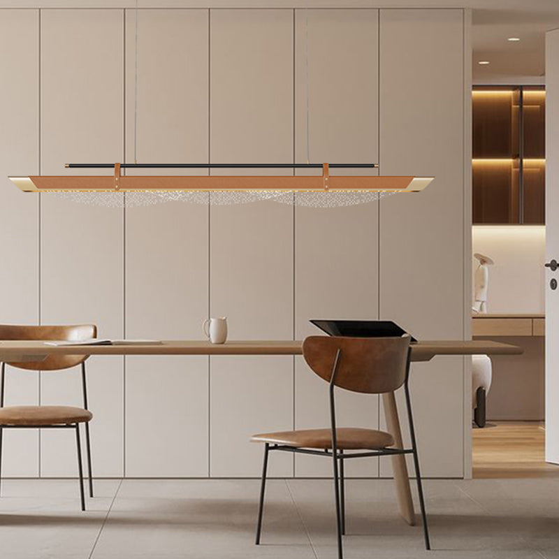 Leather LED Island Light Fixture Ultra-Modern Hanging Light for Dining Room