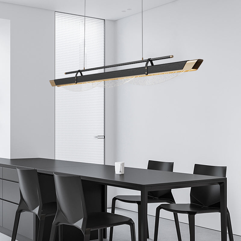 Leather LED Island Light Fixture Ultra-Modern Hanging Light for Dining Room