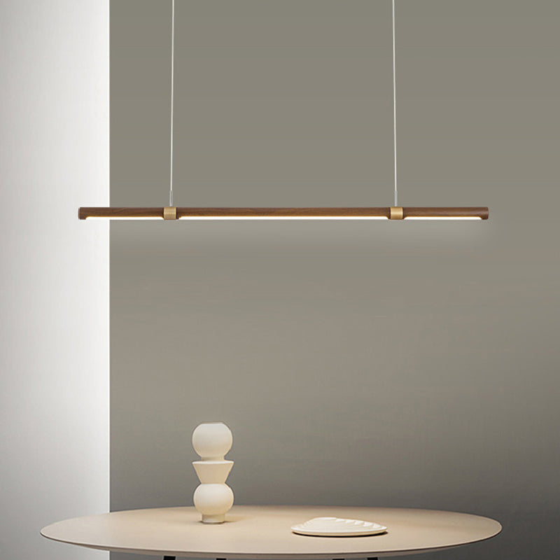 Linear Iron 1 - Light Kitchen Island Light in Walnut and Gold Finish LED Ceiling Pendant