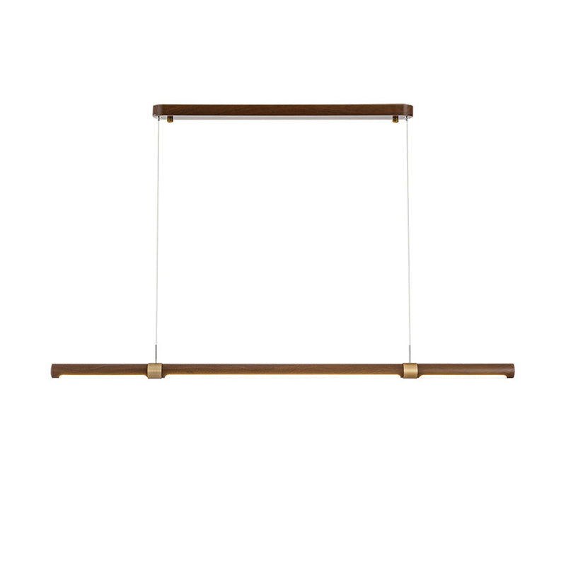 Linear Iron 1 - Light Kitchen Island Light in Walnut and Gold Finish LED Ceiling Pendant