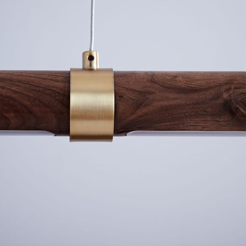 Linear Iron 1 - Light Kitchen Island Light in Walnut and Gold Finish LED Ceiling Pendant