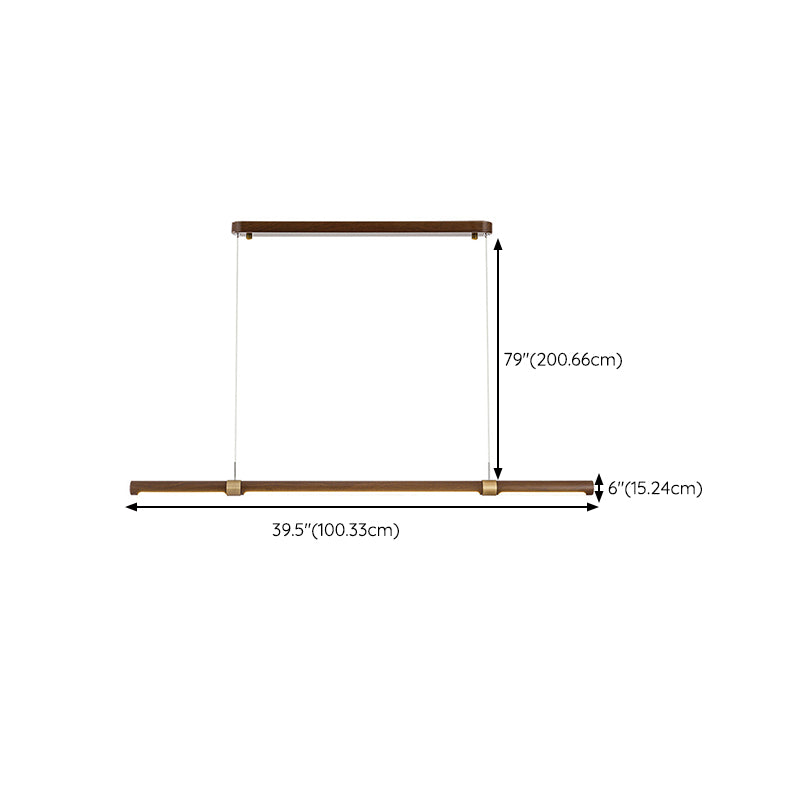 Linear Iron 1 - Light Kitchen Island Light in Walnut and Gold Finish LED Ceiling Pendant