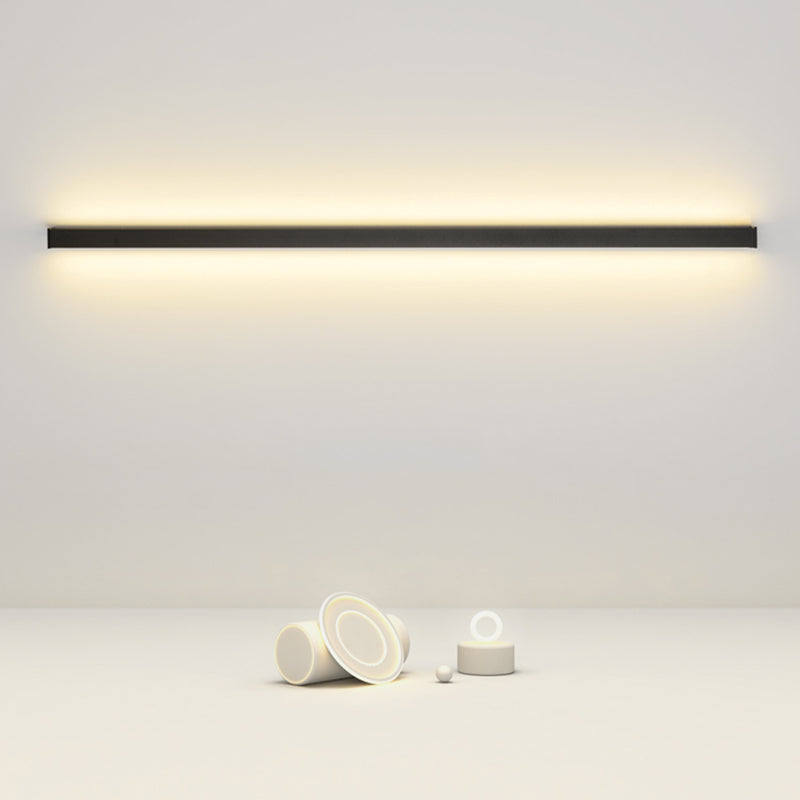 Linear Shape Metal Wall Lighting Modern Style 1-Light Wall Mounted Light in Black