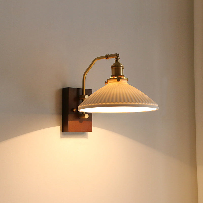 Simple Ceramic Shade Wall Light Fixture Modern Wall Light Sconce for Bedroom