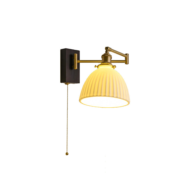 Simple Ceramic Shade Wall Light Fixture Modern Wall Light Sconce for Bedroom