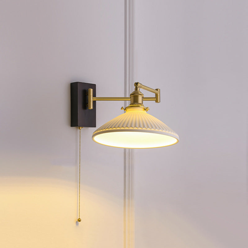 Simple Ceramic Shade Wall Light Fixture Modern Wall Light Sconce for Bedroom