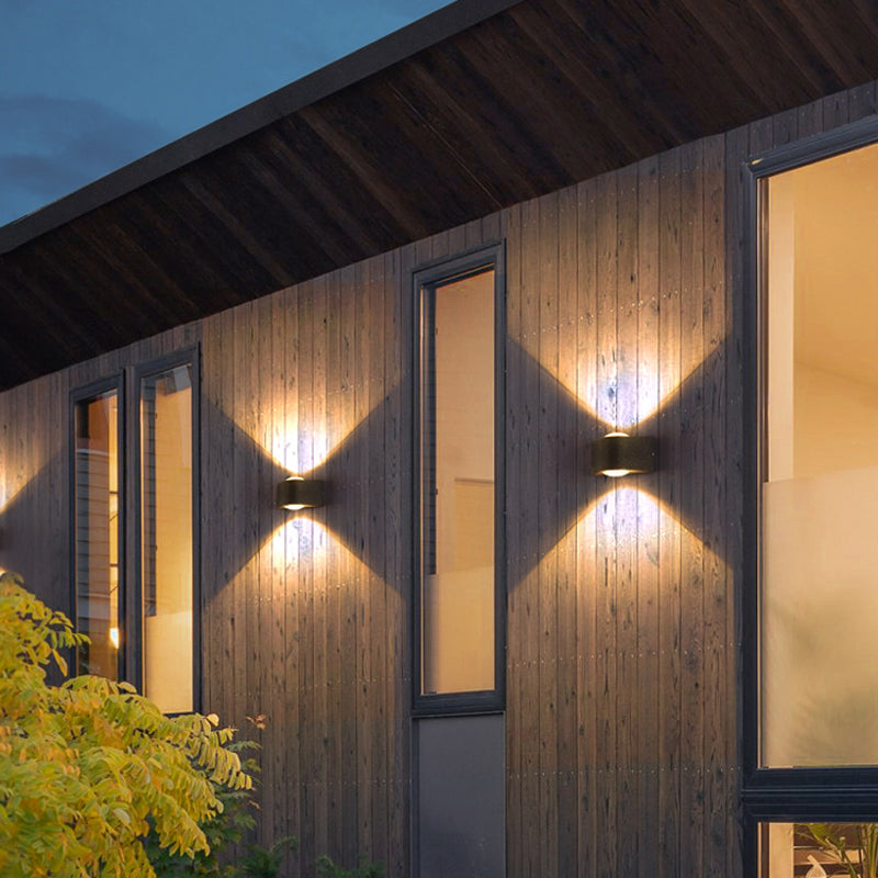 2 Light Geometric LED Wall Light Fixture Aluminum Wall Mounted Fixture in Black