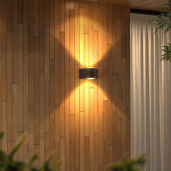 2 Light Geometric LED Wall Light Fixture Aluminum Wall Mounted Fixture in Black