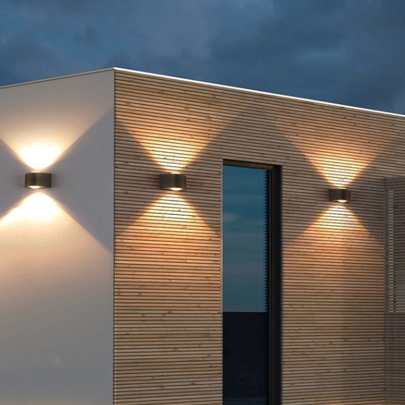 2 Light Geometric LED Wall Light Fixture Aluminum Wall Mounted Fixture in Black