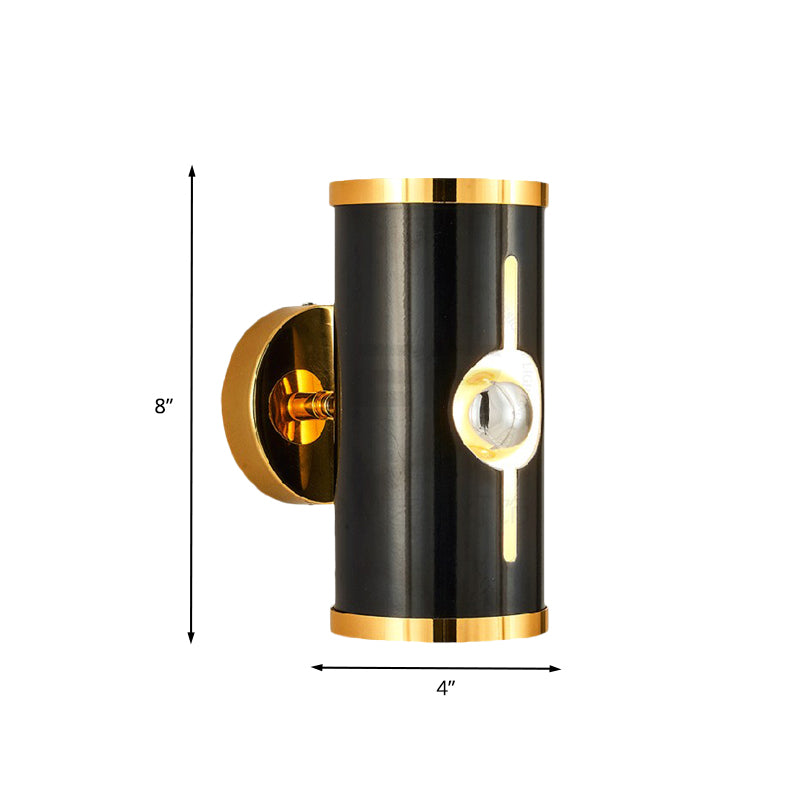 Finition noire Cylindre Éclairage moderniste 1 tête de tête Metal de haut en bas lampe murale