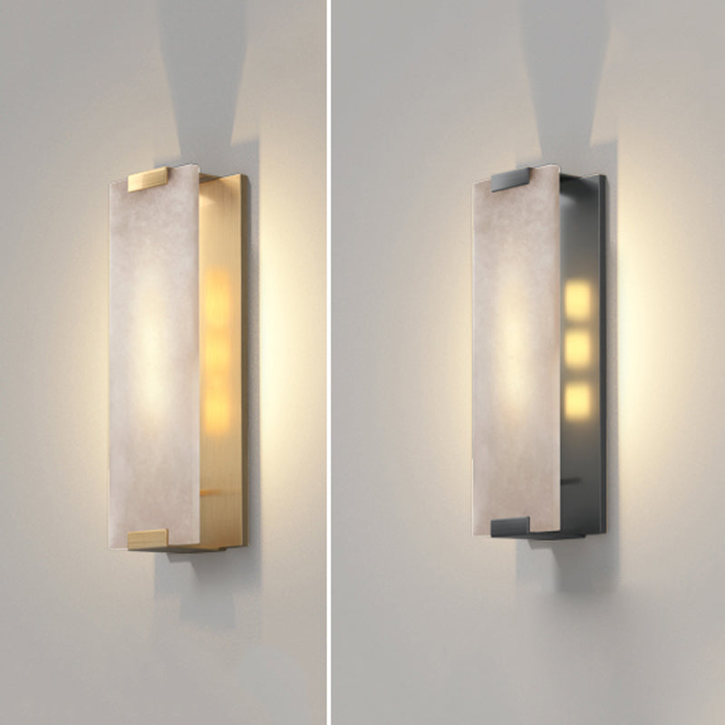 Post Modern LED Wall Sconce in Gold / Bronze Stainless Steel and Marble Wall Light