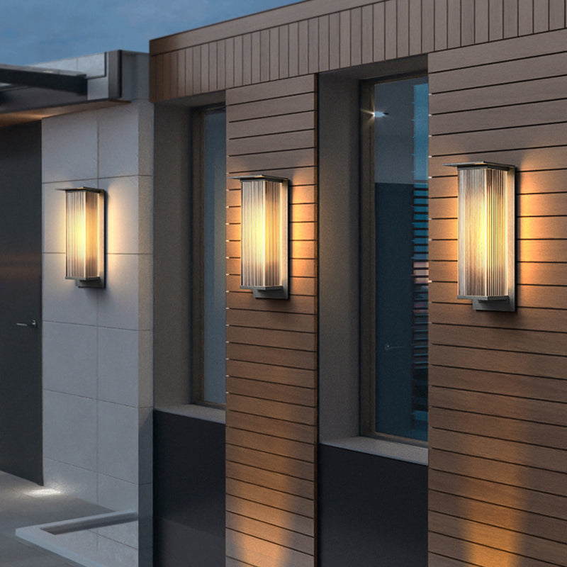 Metal and Acrylic LED Wall Light Modern Rectangle Wall Mount Fixture in Black & Clear