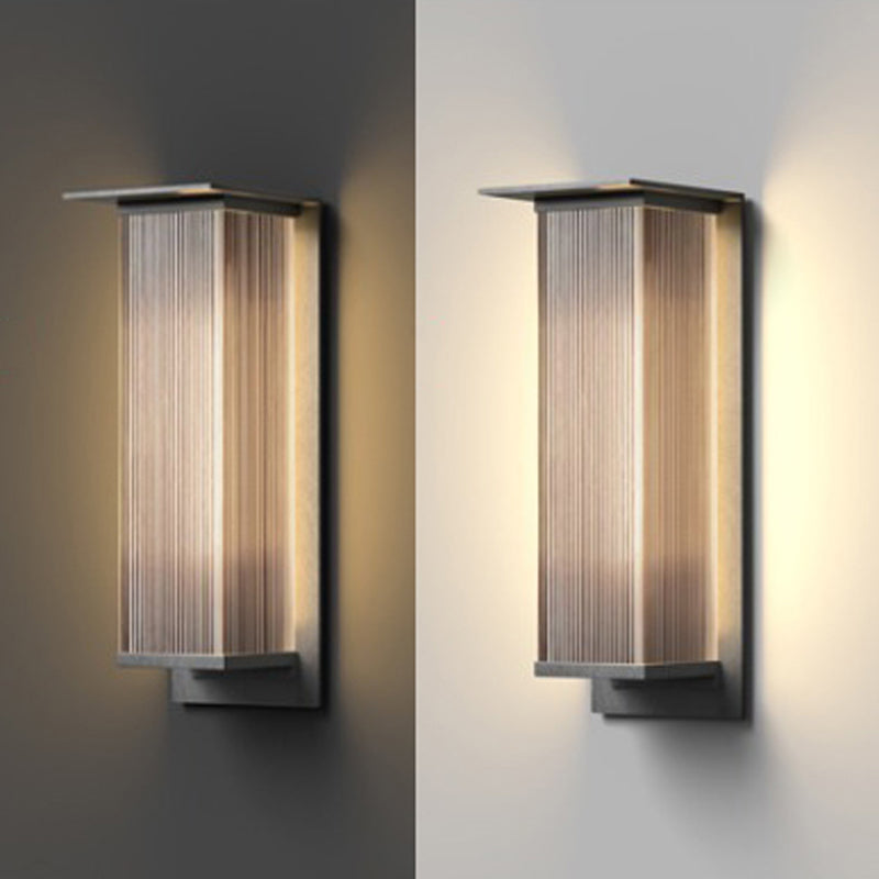 Metal and Acrylic LED Wall Light Modern Rectangle Wall Mount Fixture in Black & Clear