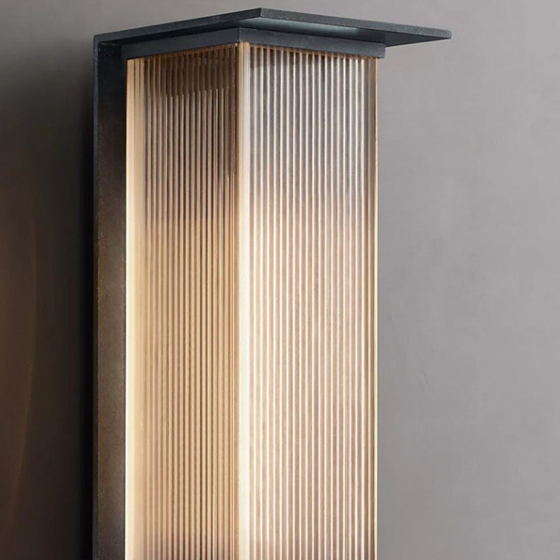 Metal and Acrylic LED Wall Light Modern Rectangle Wall Mount Fixture in Black & Clear