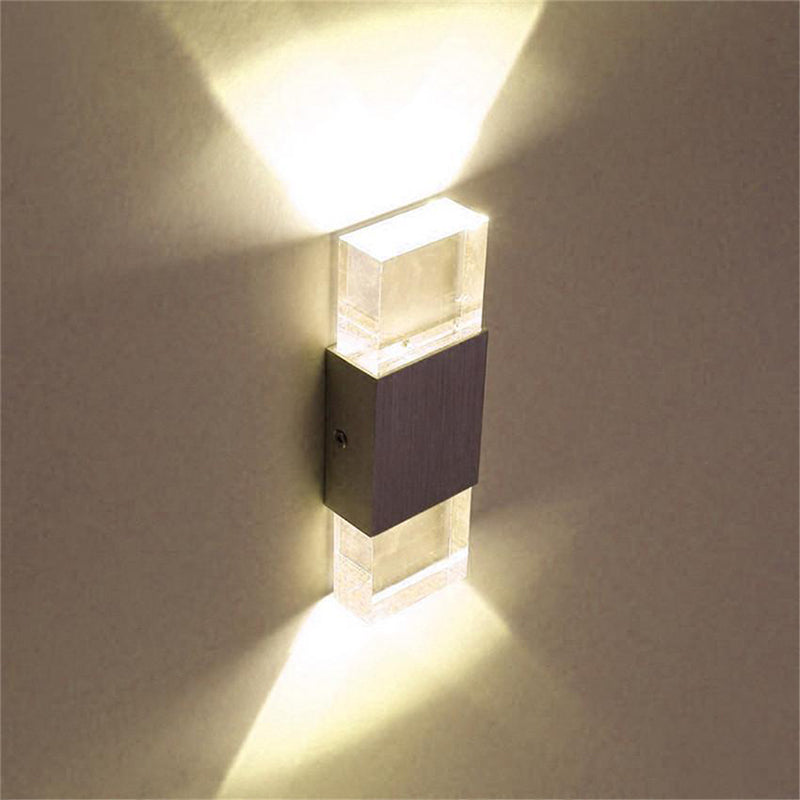 Rectangle Shape Wall Lamp Modern Style Metal 2 Lights Wall Light in Clear