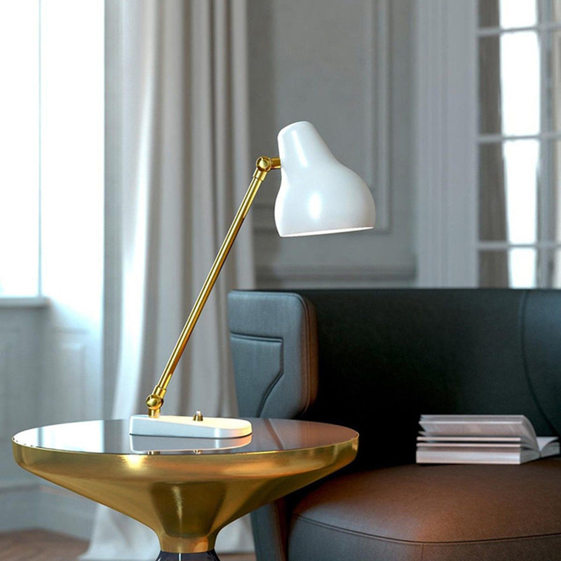 Modern Urn Table Lighting Metal LED Bedside Rotatable Reading Book Lamp in White and Gold