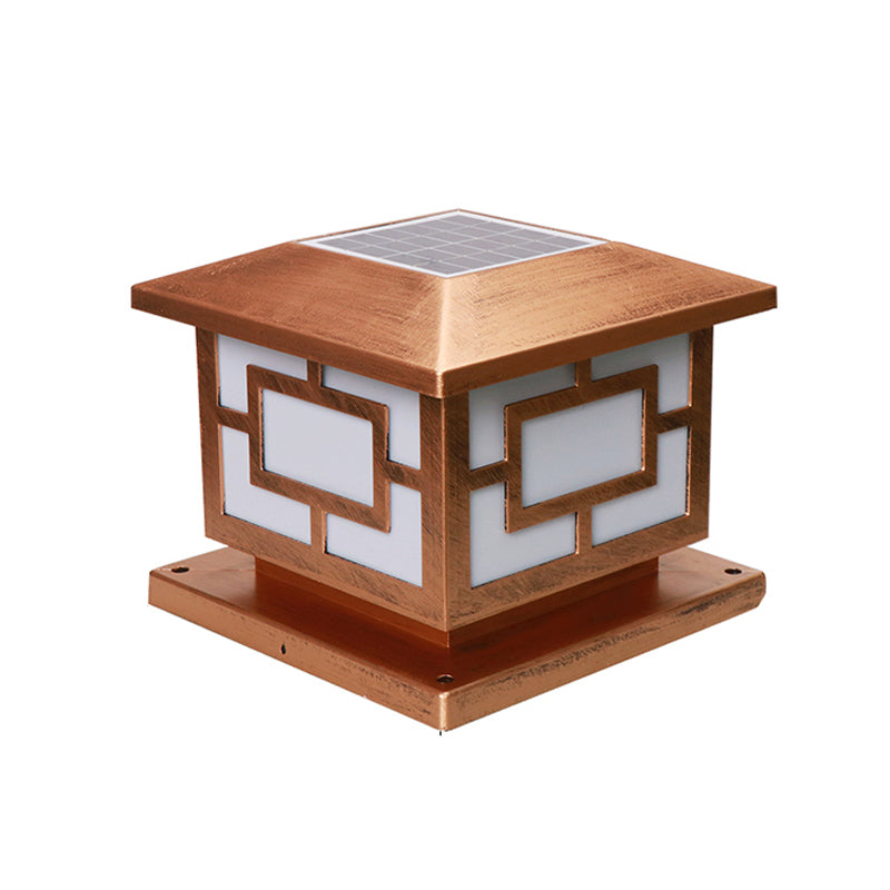 Simple LED Pillar Light Geometric Solar Lighting Fixture for Backyard