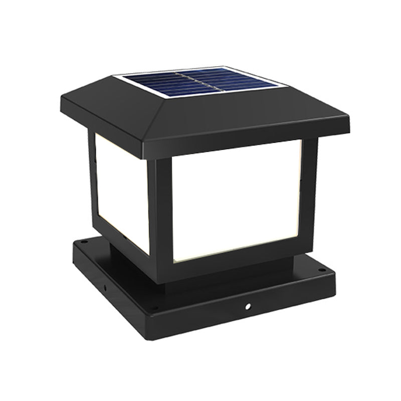Simple LED Pillar Light Geometric Solar Lighting Fixture for Backyard