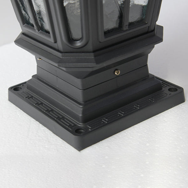 Drum Shape Metal Waterproof Pillar Lamp Modern Style 1 Light Outdoor Lights in Black