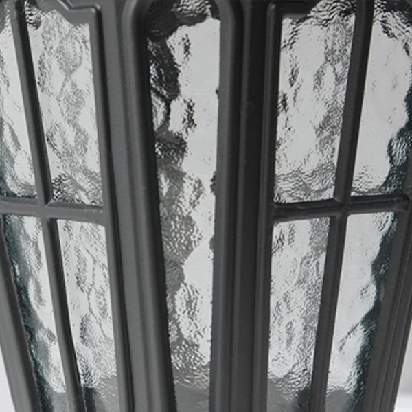 Drum Shape Metal Waterproof Pillar Lamp Modern Style 1 Light Outdoor Lights in Black