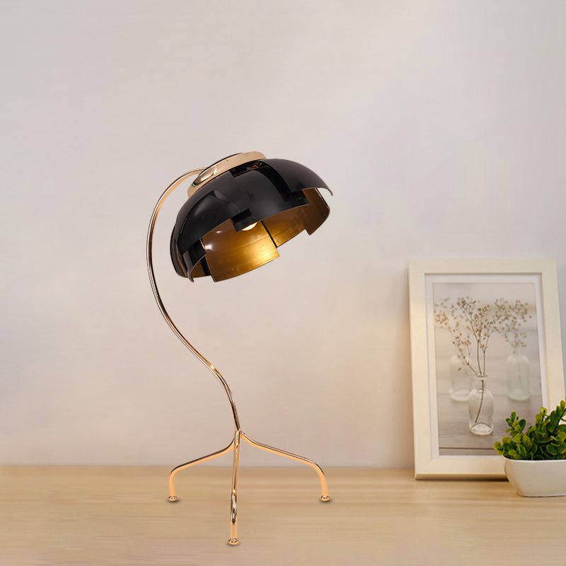 Dome Desk Light Modernist Metall Panel 1 Lampen Wohnzimmer Nachttischlampe in Schwarz mit Stativbasis