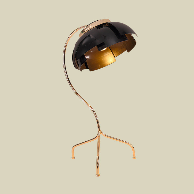Dome Desk Light Modernist Metall Panel 1 Lampen Wohnzimmer Nachttischlampe in Schwarz mit Stativbasis