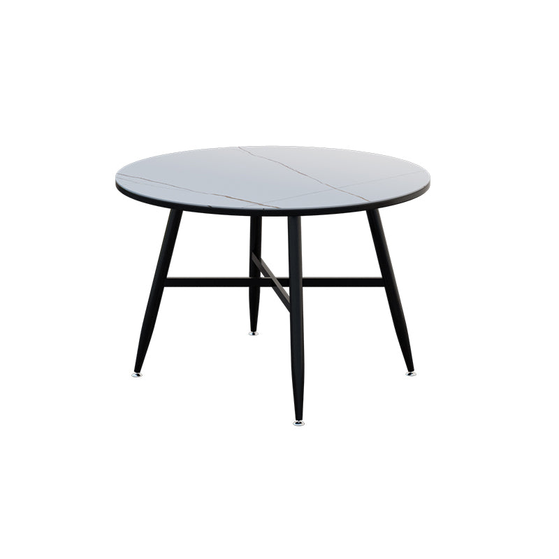 Matte Finish Industrial End Table Round Side Table with Metal Frame