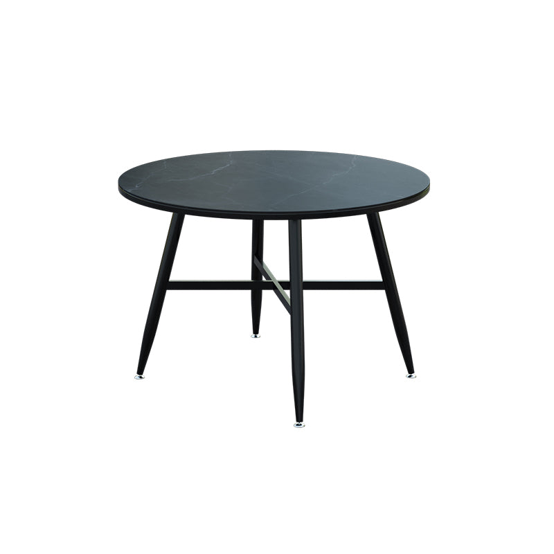 Matte Finish Industrial End Table Round Side Table with Metal Frame