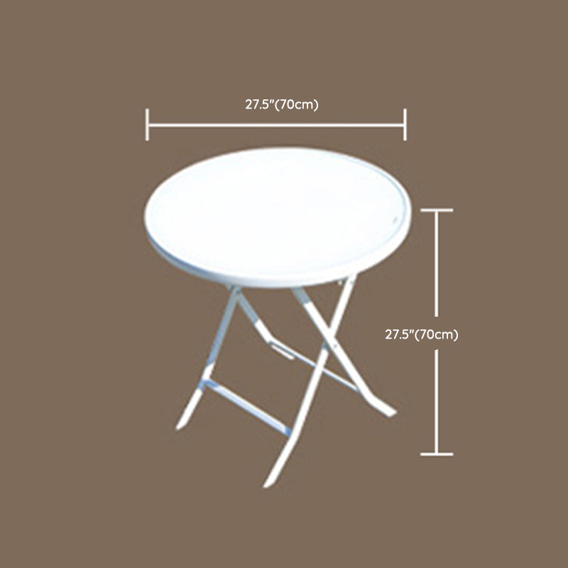 Water Resistant Patio Table with White Legs Glass Top Industrial Bistro Table