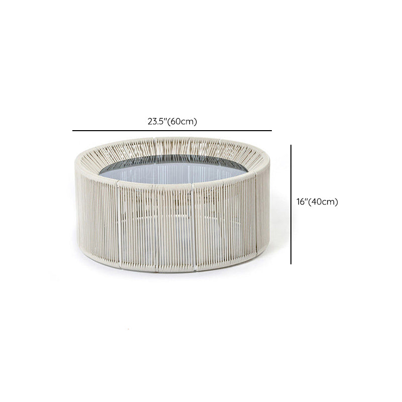 Industrial Glass Dining Table Round Outdoor Table with Pedestal Base