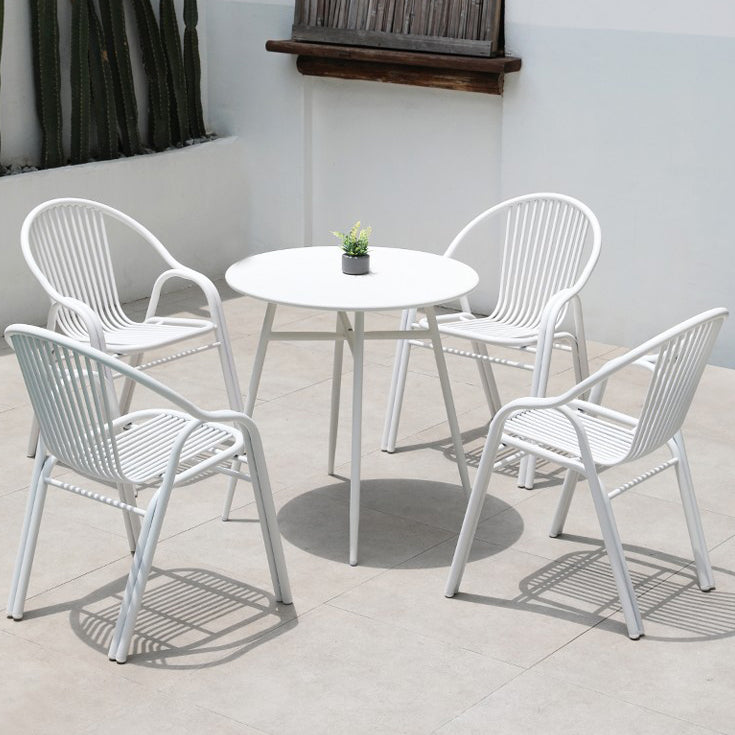 Metal Water Resistant Dining Table Industrial Style Outdoor Table